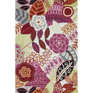 Hand hooked Peony Ivory/ Berry Rug (23 X 39)