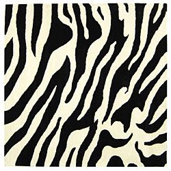 Handmade Soho Zebra Wave White/ Black N. Z. Wool Rug (8 Square)