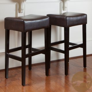 Christopher Knight Home Lopez Brown Leather Backless Bar Stools (set Of 2)