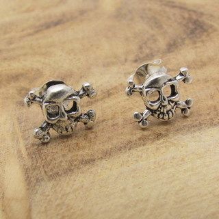 Petite Punk Skull Pirate Silver Stud Earrings (Thailand) Earrings
