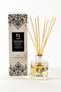ginger and bergamot scented reed diffuser by melt candles