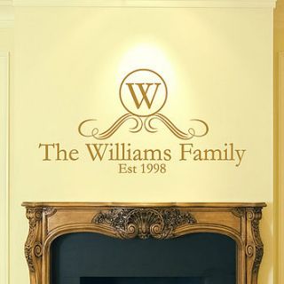 family surname monogram by wall decals uk by gem designs