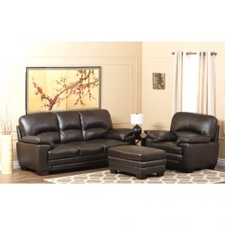 Abbyson Living Charleston Premium Top grain Leather Sofa, Armchair And Ottoman Set