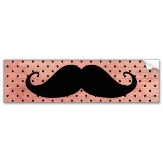 Funny Mustache On Cute Pink Polka Dot Background Bumper Sticker