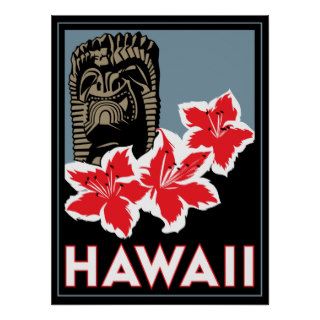 hawaii united states usa art deco retro poster