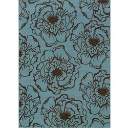 Blue/brown Floral Outdoor Area Rug (53 X 76)