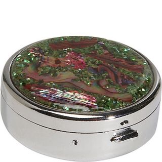 Budd Leather Mother of Pearl Round Pill Box