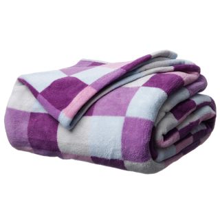 Lcm Home Fashions, Inc. Luxury Printed Check Microplush Blanket Purple Size Twin