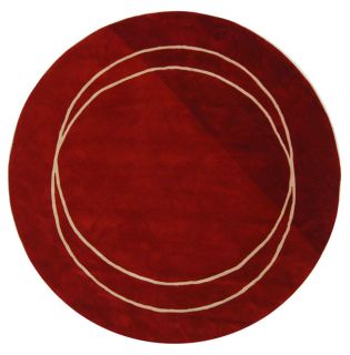 Handmade Rodeo Drive Circle Of Life Red/ Ivory N.Z. Wool Rug (59 Round)
