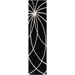 Hand tufted Contemporary Black/white Mayflower Wool Abstract Rug (3 X 12)