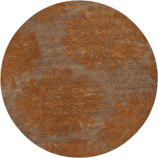 Hand tufted Contemporary Tan/orange Limoges New Zealand Wool Abstract Rug (8 Round)