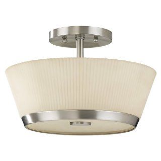 Murray Feiss SF267BS Tribeca Collection 2 Light Semi Flush, Brushed Steel Finish with Acid Etched Glass Shade   Semi Flush Mount Ceiling Light Fixtures  