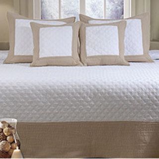 Brentwood Ivory / Taupe Quilted 3 piece Bedspread Set