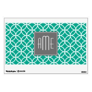 Emerald Geometric Pattern with Monograms Wall Decals