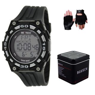 Beatech Black Heart Rate Monitor Watch And Leather Glove Set