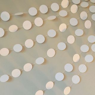 matt white circles paper garland by funky frills uk