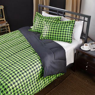 Divatex Home Fashions Lime/ Black Houndstooth King size 3 piece Comforter Set Black Size King