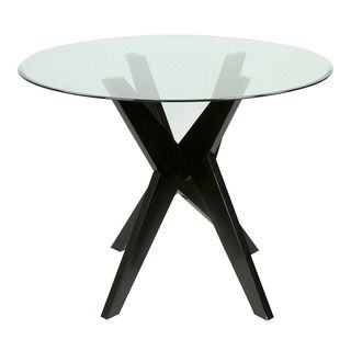 Furniture Of America Novae Round Tempered Glass Top Dining Table