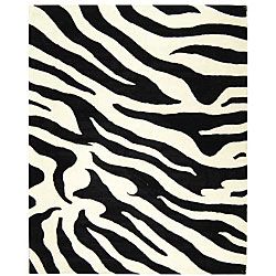 Handmade Soho Zebra Wave White/ Black N. Z. Wool Rug (83 X 11)