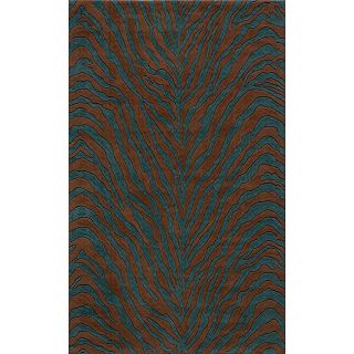 Power loomed Bengal Teal Rug (5 X 8)