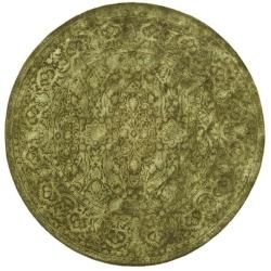 Handmade Silk Road Majestic Sage New Zealand Wool Rug (8 Round)