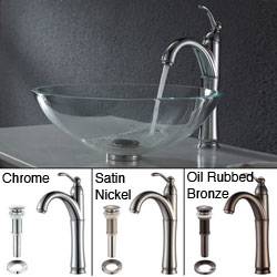 Kraus Bathroom Combo Set Crystal Clear Glass Vessel Sink/faucet