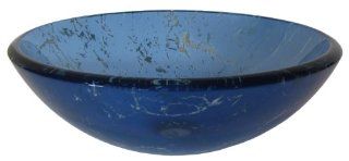 Novatto TID 269 Marmo Blue Marble Glass Vessel Sink, 16.5 Inch Diameter    