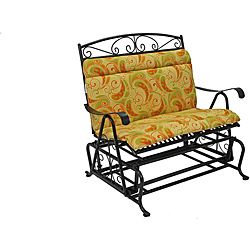 All weather Yellow Paisley Outdoor Double Glider Chair Cushion