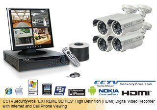 "EAGLE EYE" (260 FOOT IN DARKNESS) "EXTREME SERIES" "EAGLE EYE" Complete High Definition (HDMI) 4 Camera Color Sony Super HAD Bullet Camera   700 Lines   6mm 60mm Super Long Range Lens Security Camera System (Up to 260 Feet in