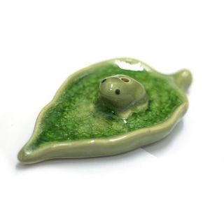 frog on a leaf incense stick holder by hannah makes things