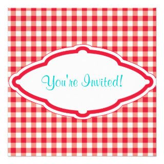 Sweet Red Gingham Birthday Party Invitation