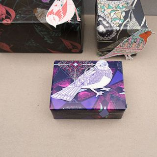 geometric bird winter wrapping paper by prism of starlings