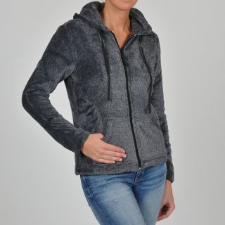 La Cera Womens Plus size Luxury Plush Heather Fleece Hooded Jacket