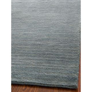 Loomed Knotted Himalayan Solid Blue Wool Rug (6 Square)