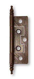 Non mortise Large 5 Hole Hinge   Finial Tip   Antique Copper   2 1/2"   Hardware  