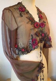 raspberry roses silk bolero jacket by ewa morawski textiles