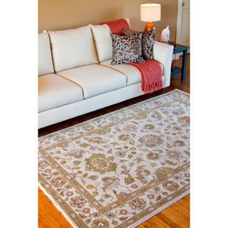 Hand tufted Camelot Ivory Floral Border Wool Rug (5 X 8)