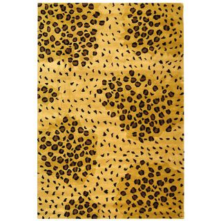 Handmade Soho Leopard print Gold/ Black N. Z. Wool Rug (6 X 9)