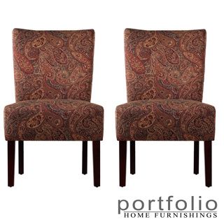 Portfolio Duet Emma Paisley Upholstered Armless Chairs (set Of 2)