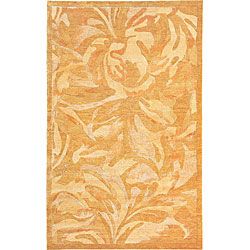Contemporary Hand knotted Charmant Gold Wool Rug (6 X 9)