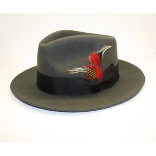 Ferrecci Mens Charcoal 100 Percent Wool Fedora Hat