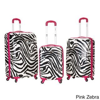 Rockland Designer Zebra 3 piece Hardside Upright Spinner Luggage Set Rockland Three piece Sets