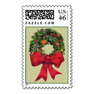 Elegant Wreath and Bow Christmas Stamps