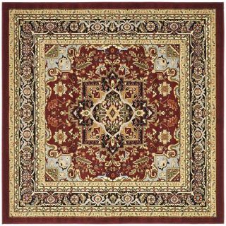 Traditional Lyndhurst Collection Red/black Rug (8 Square)