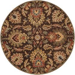 Hand tufted Natore Chocolate Brown Floral Wool Rug (99 Round)