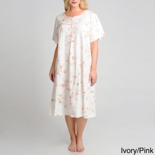 La Cera Womens Plus Size Short Sleeve Floral Printed Gown
