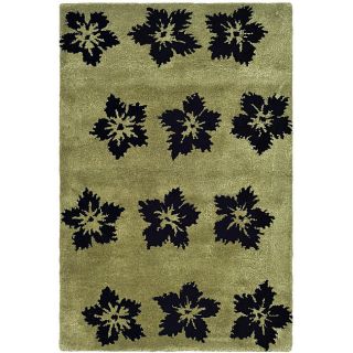 Handmade Soho Leaves Sage New Zealand Wool Rug (2 X 3)