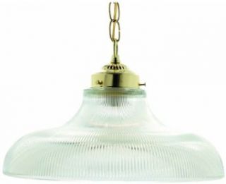 Nuvo Sf76/263 12 Inch Prismatic Railroad Shade Pendant With Clear Ribbed Glass, Polished Brass   Ceiling Pendant Fixtures  