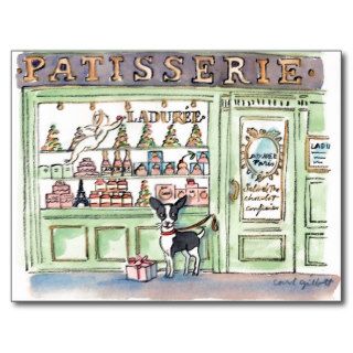 Paris Pup at Patisserie Postcard