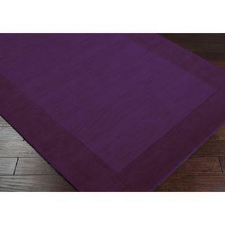 Hand crafted Purple Tone on tone Bordered Wool Rug (5 X 8)
